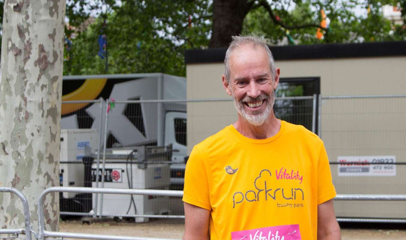 older man with parkrun shirt