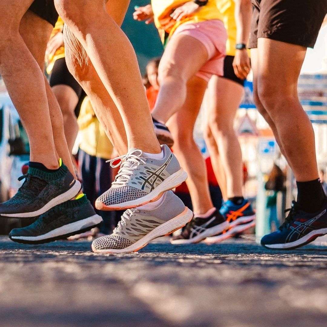 feet in running shoes