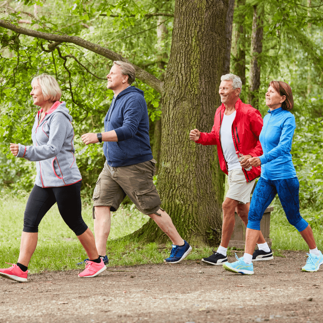 group of older people walking